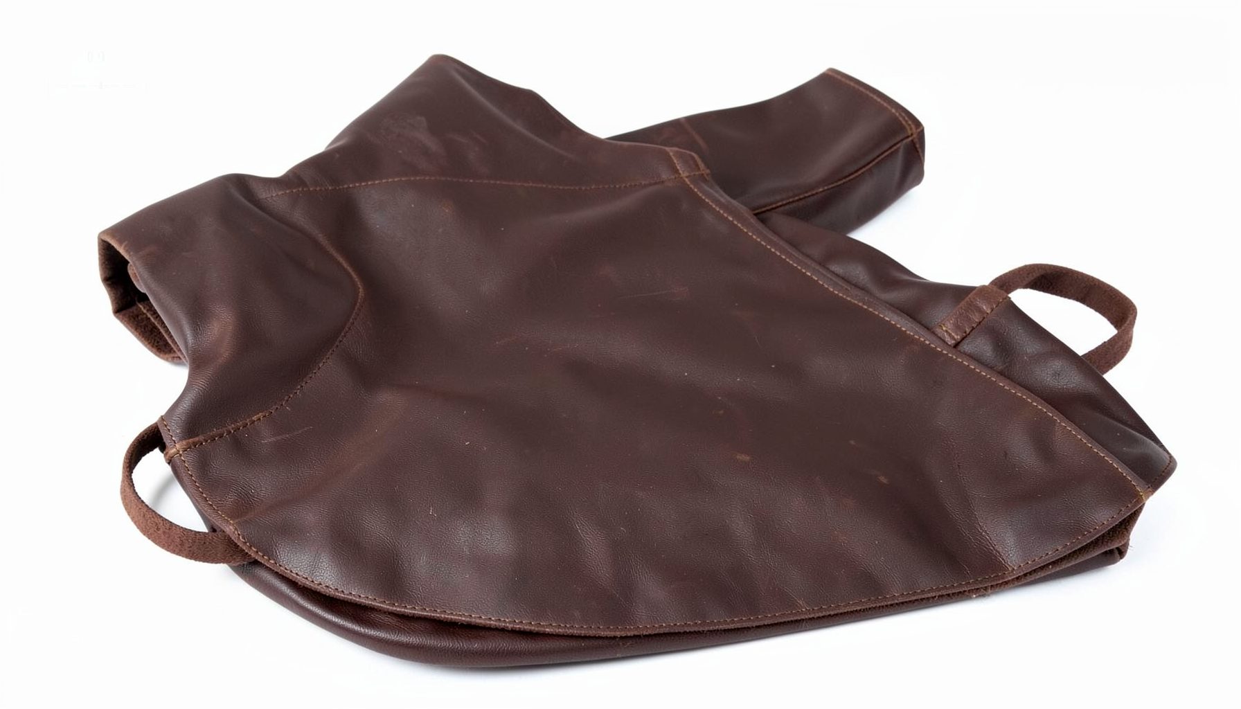 Leather welding apron bundled with matching leather sleeves, dark brown, protective gear set